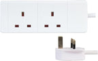 Pro Elec 2 Gang 5m Slim White Extension Lead, BS1363/A Compliant