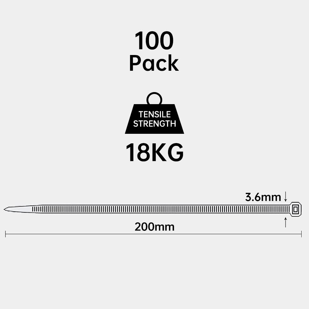 100 Pack Black Plastic Cable Ties 300mm×3.6mm Heavy Duty Strong Nylon Premium Self Locking 12 inch/30 cm Long Zip Tie Wraps