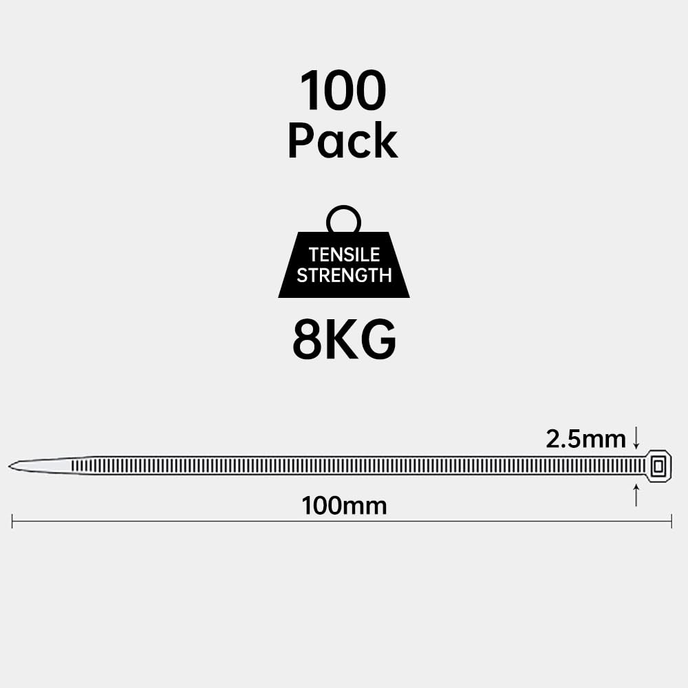 100 Pack Black Plastic Cable Ties 300mm×3.6mm Heavy Duty Strong Nylon Premium Self Locking 12 inch/30 cm Long Zip Tie Wraps