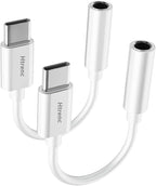 Htrenc USB C to 3.5mm Headphone Jack Adapter, 2 Pack