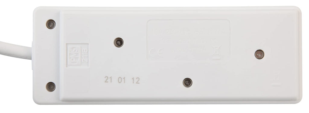 Pro Elec 2 Gang 5m Slim White Extension Lead, BS1363/A Compliant