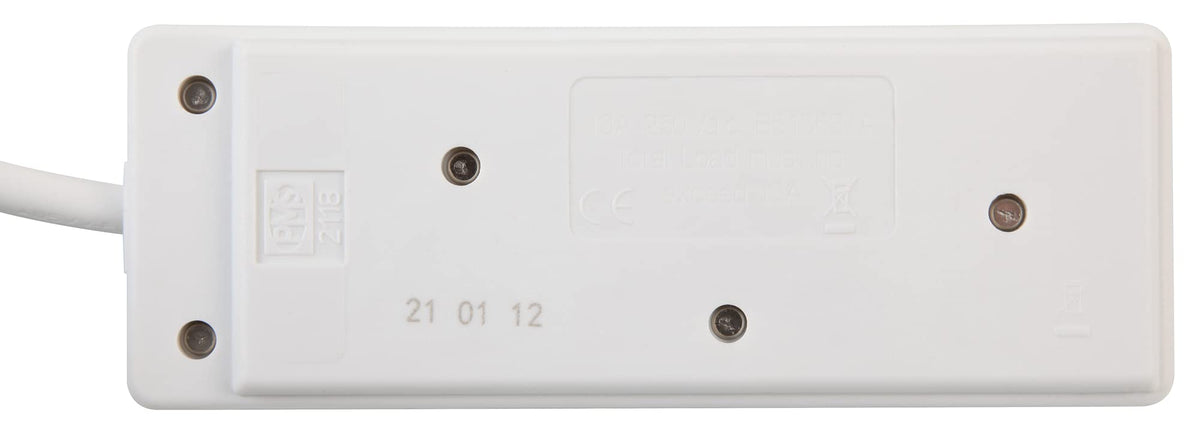 Pro Elec 2 Gang 5m Slim White Extension Lead, BS1363/A Compliant