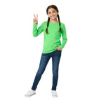 Kids Girls Boys New Plain Long Sleeve Basic Stretch Round Neck T-Shirt School Tee Top Size 2-13 Years