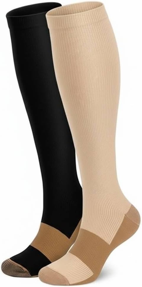 Compression Socks, (2/4/6/7 Pairs) for Men & Women 15-20 mmHg is Best for Athletics, Running, Flight Travel, Support