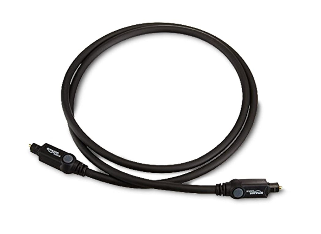 Amazon Basics Toslink Digital Optical Audio Fiber Optic Cable, Multi-Channel, for Sound Bar, Audio System, Home Theatre, Game Console, Blu-Ray Player, Gold-Plated Connectors, 6 Foot, Black
