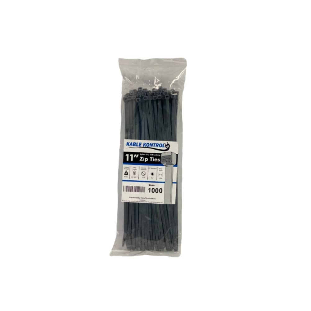 Kable Kontrol Cable Zip Ties, 4 Inch, 100 Pcs, 18lbs Test, Gray