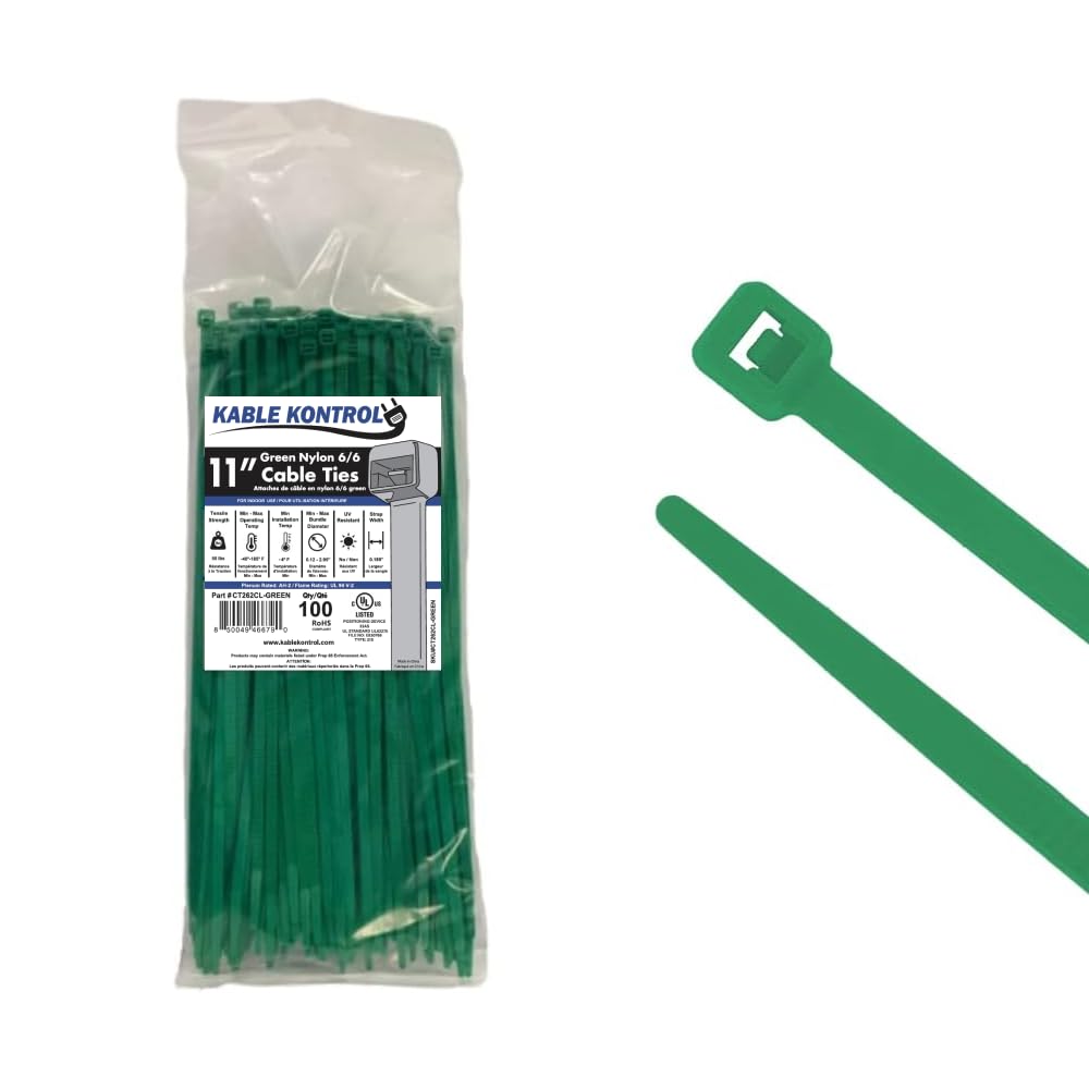 Kable Kontrol Cable Zip Ties, 4 Inch, 100 Pcs, 18lbs Test, Gray