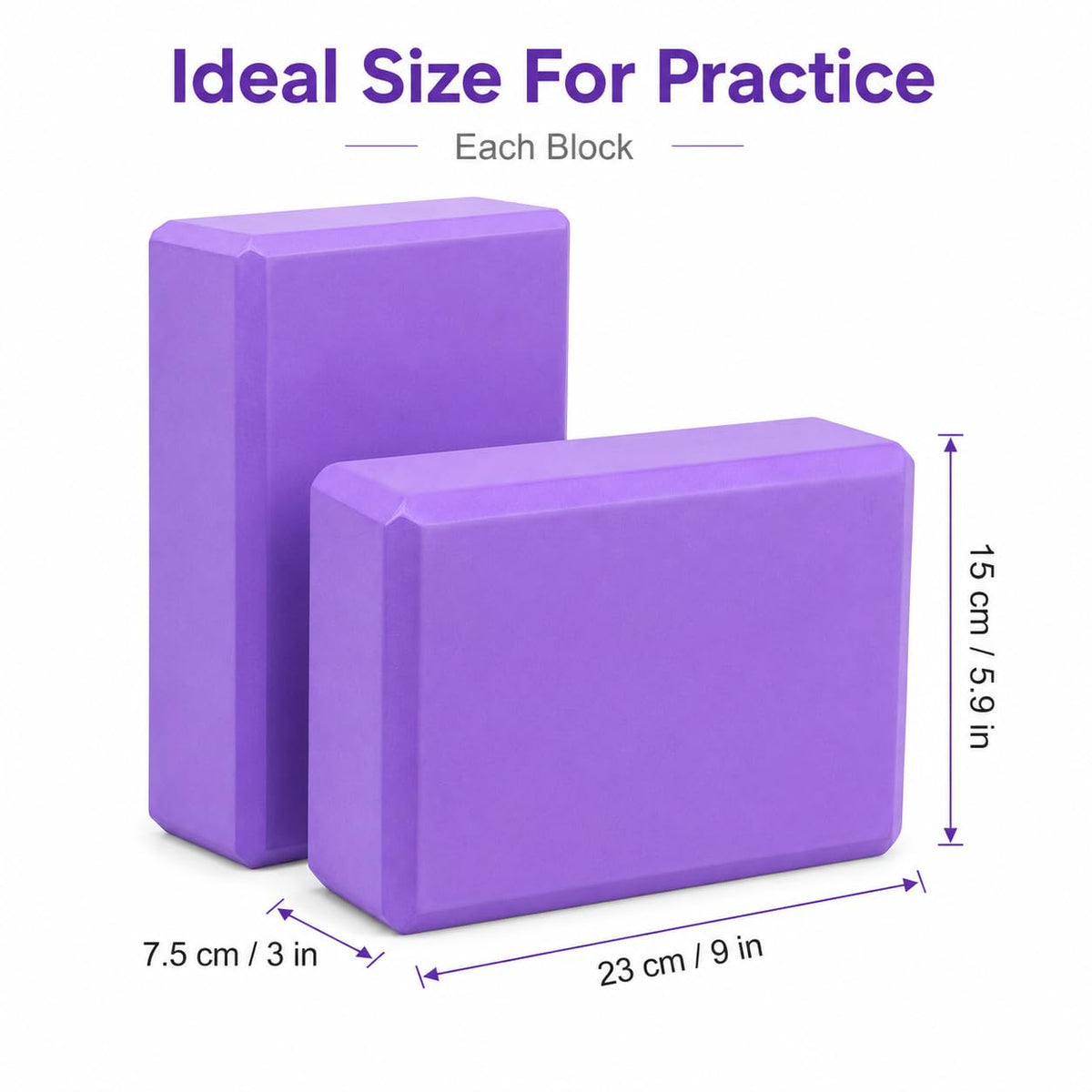 EXERZ Yoga Blocks 2pcs Gym Bricks -Comfortable Fitness Yoga Bricks, Anti-Slip, Lightweight and Travel Friendly Pilates Practice