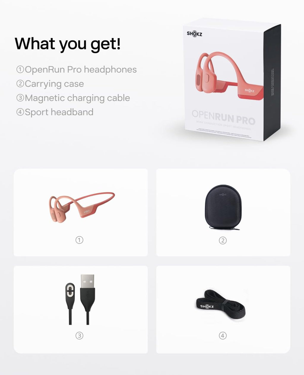 SHOKZ OpenRun Pro - Open-Ear Bluetooth Bone Conduction Sport Headphones - Sweat Resistant Wireless Earphones for Workouts and Running with Premium Deep Base - Built-in Mic, with Hair Band