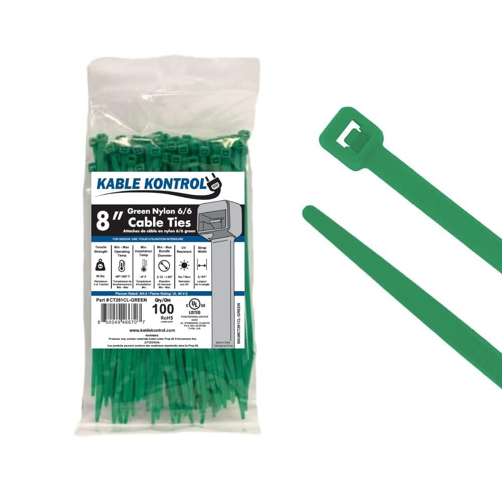 Kable Kontrol Cable Zip Ties, 4 Inch, 100 Pcs, 18lbs Test, Gray