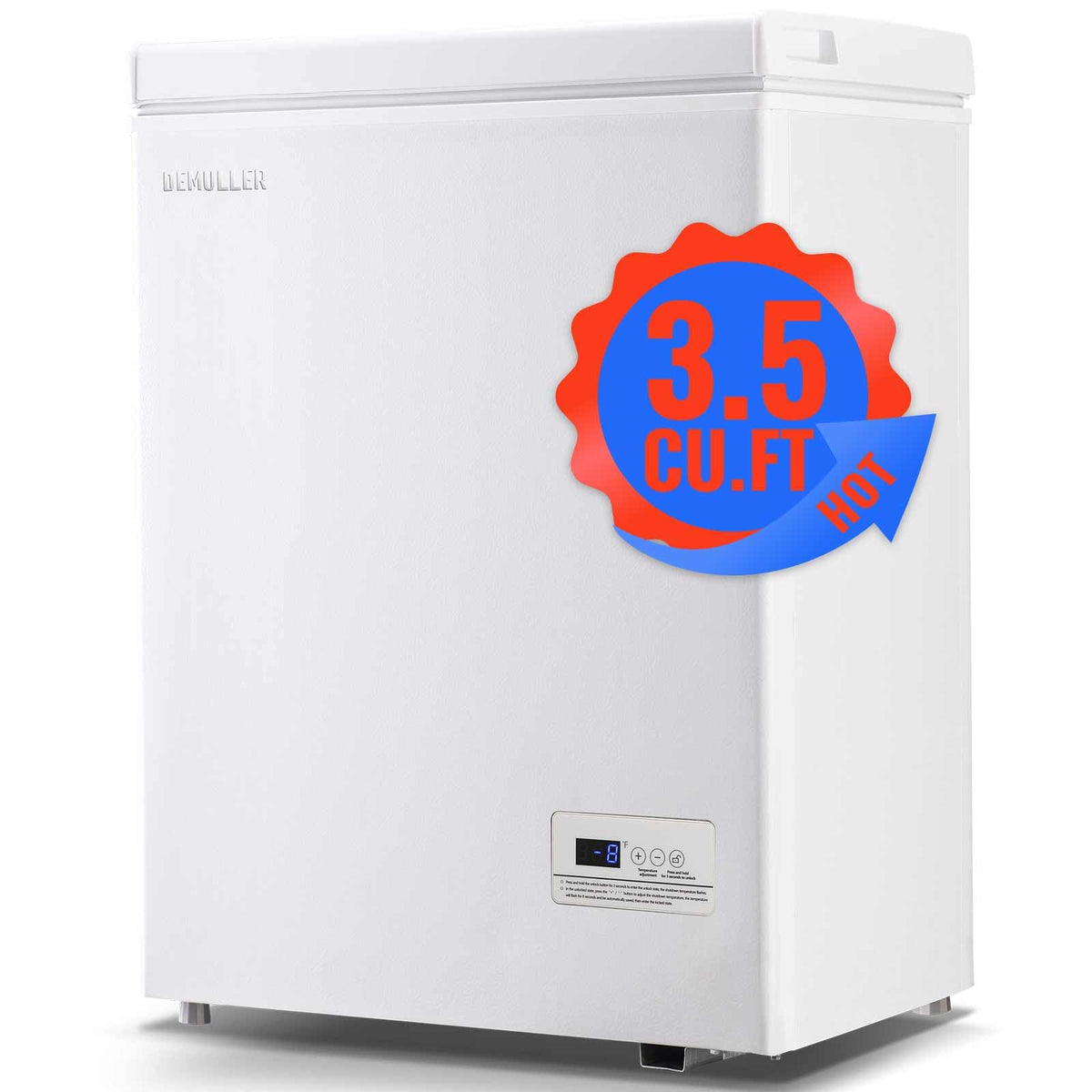 DEMULLER 2.0Cu.ft Mini Deep Freezer Top Open Door Small Freezer Chest Freezer with 2 Removable Storage Baskets for Home Apartment Garage Black