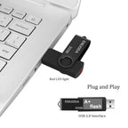 ENUODA 16GB USB Stick 1 Pack Memory Stick USB 2.0 Flash Drives Swivel Design Pen Drive for Data Storage Thumb Drive with LED Light (Black)