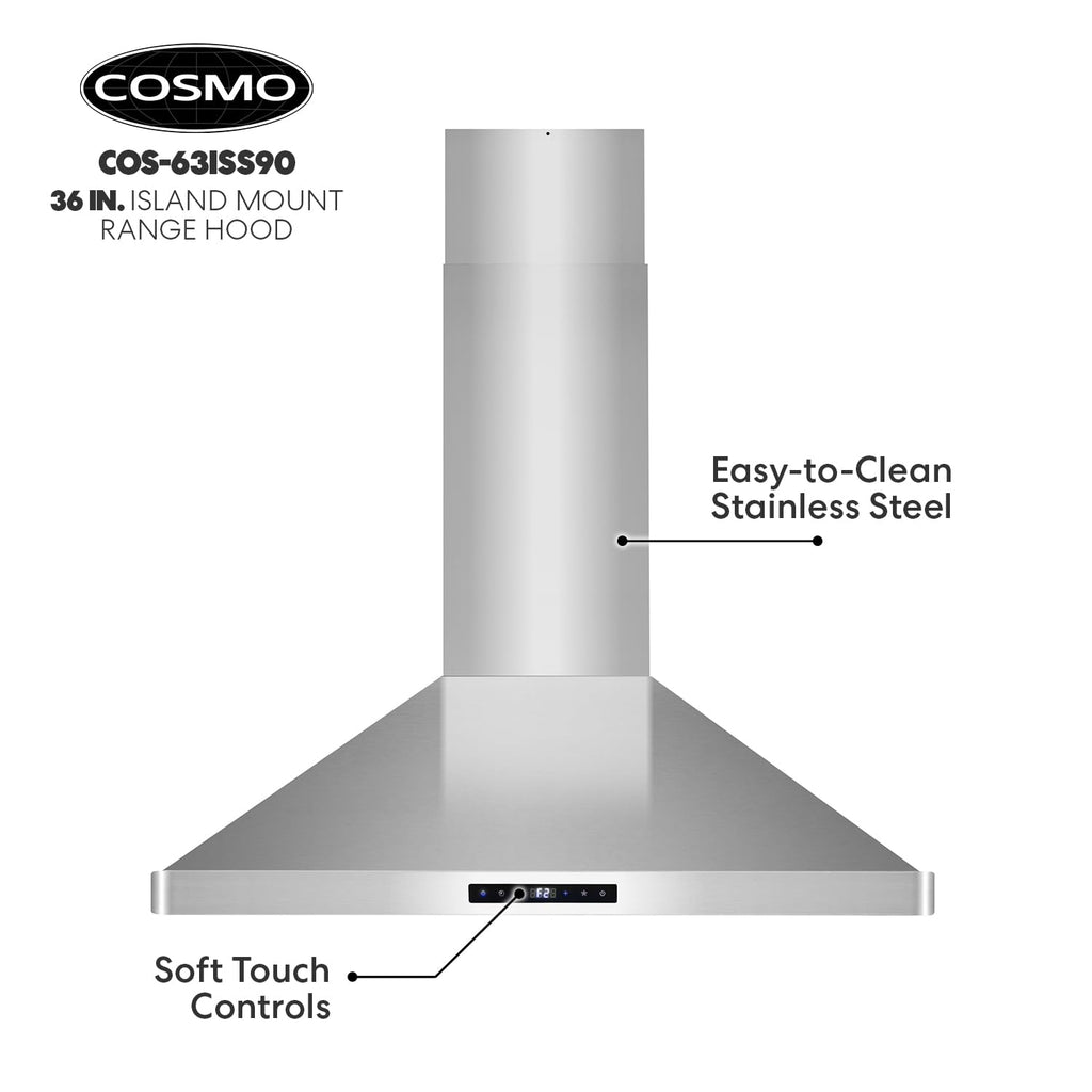 30 in. Lumin Coll 380 CFM Ducted Island Range Hood, LED, Stainless Steel