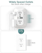 Addtam 6-Outlet Extender Surge Protector, Multi Plug Wall Outlet with 4 USB Wall Charger(PD 30W), Plug Extension Outlet with 1800J, Outlet Splitter Power Strip for Home Office, White