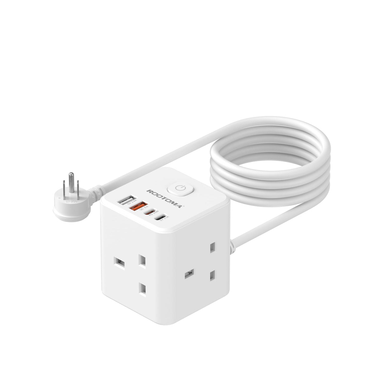 South Africa Plug Adapter, PD20W 3 Way Cube Extension Lead, Type M,1.5M