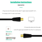 Ancable TV Aerial Cable with Coaxial Adapter 5M Black TV Ariel Lead
