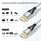 USB 3.0 Cable 1M,5Gbps High Speed Transfer USB to USB Cable USB 3.0 A to A Data Cable Braided Compatible with External Hard Drive/Laptop Cooling Pad/Docking Station/PC/TV/DVD/Printer,Grey