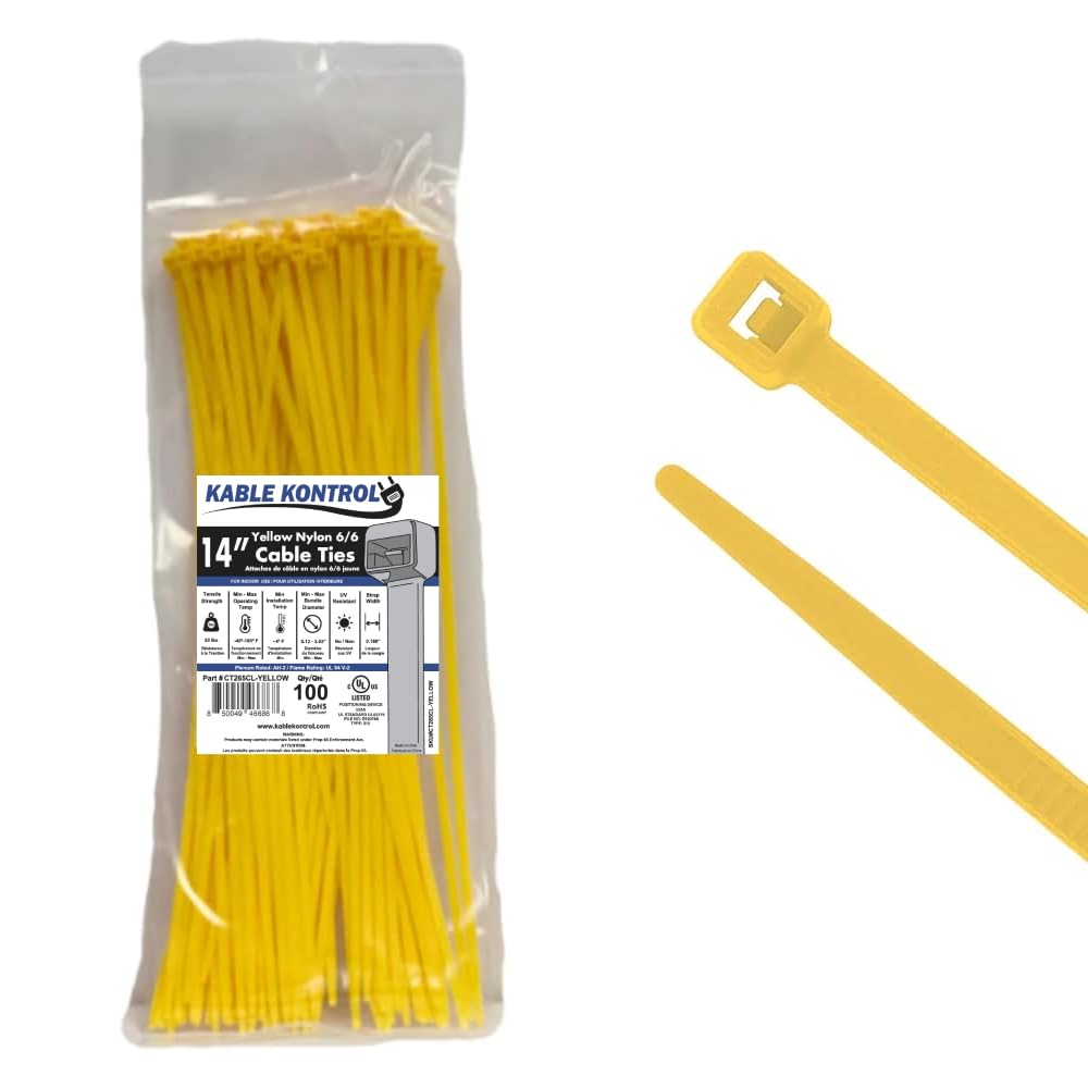 Kable Kontrol Cable Zip Ties, 4 Inch, 100 Pcs, 18lbs Test, Gray