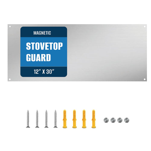 2-Pack 24" By 30" Stainless Steel Stove Backsplash, Reversible Ultra Flat Splatter Guard Range Hood Backsplash, Easy Clean Wall Shield Metal Panel