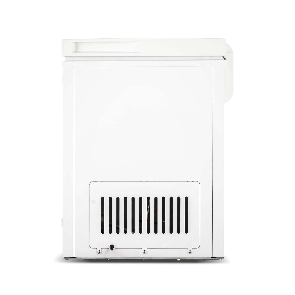 FRIGIDAIRE EFRF5003-BLACK Chest Deep Freezer-Garage-Ready, 5.0 Cu. Ft. Capacity, Black-Adjustable Thermostat-Removable Vinyl Coated Wire Basket-Easy Defrost Drain