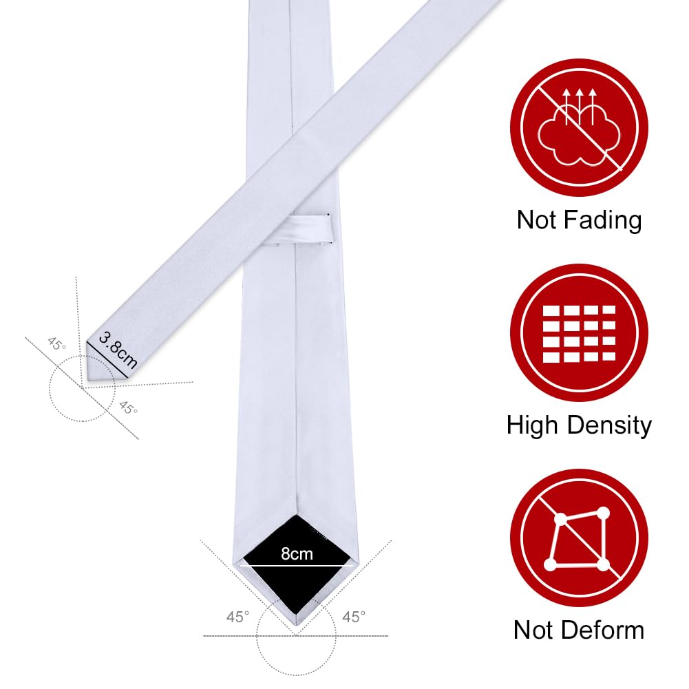 URAQT Men Solid Satin Necktie, 8cm Classic Formal Tie
