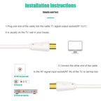 Ancable TV Aerial Cable with Coaxial Adapter 5M Black TV Ariel Lead