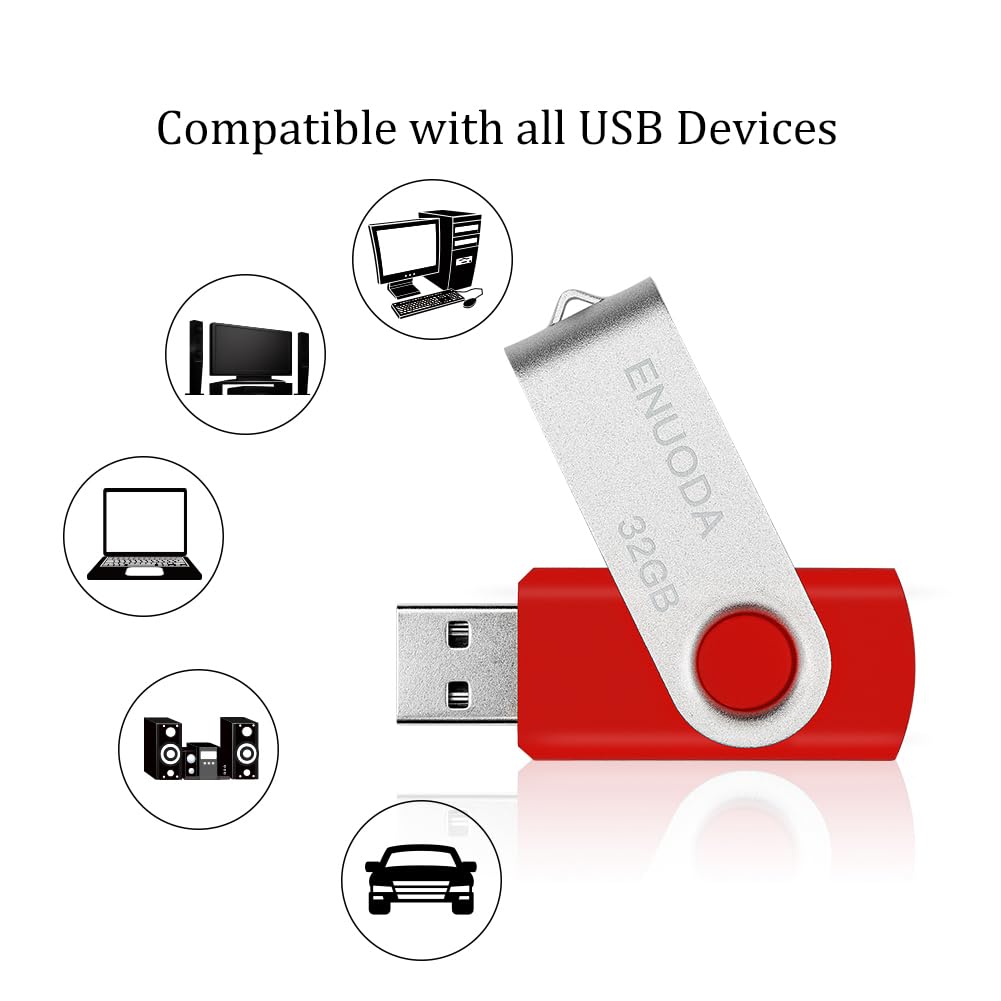 ENUODA 16GB USB Stick 1 Pack Memory Stick USB 2.0 Flash Drives Swivel Design Pen Drive for Data Storage Thumb Drive with LED Light (Black)