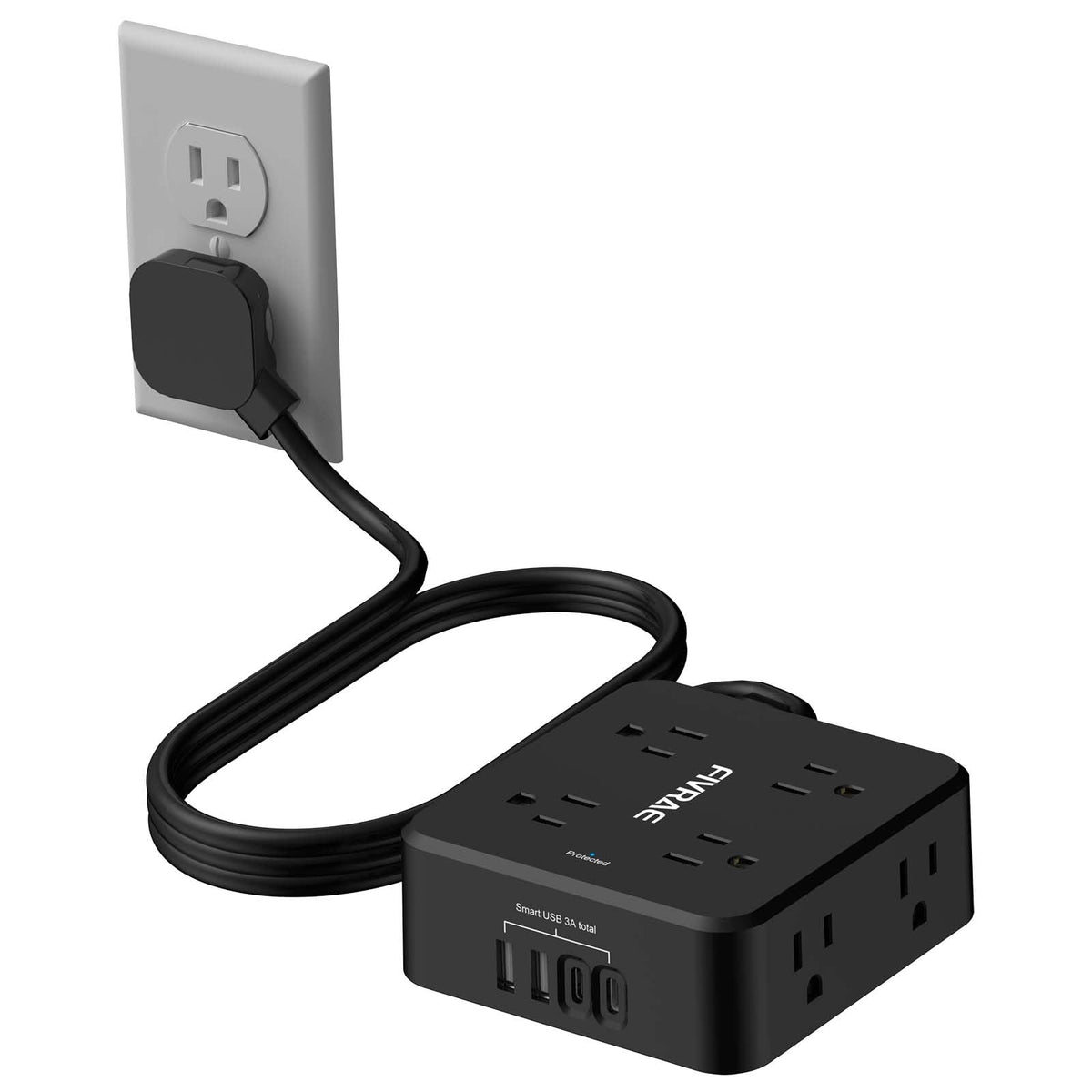 10Ft Extension Cord with Multiple Outlets, 8 Outlets and 4 USB Ports