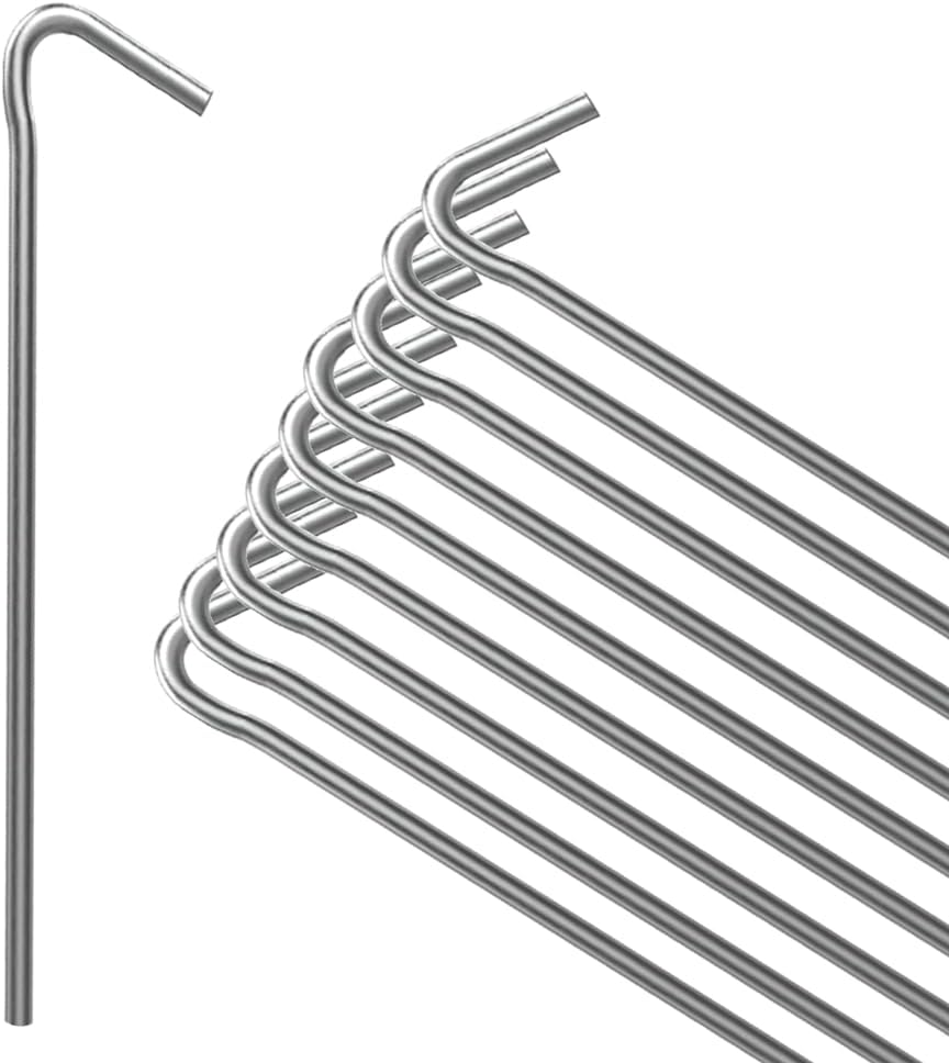 ANSIO® Tent Pegs Pack of 10 Galvanised Metal Pegs 4mm x 9inch Ground Stakes