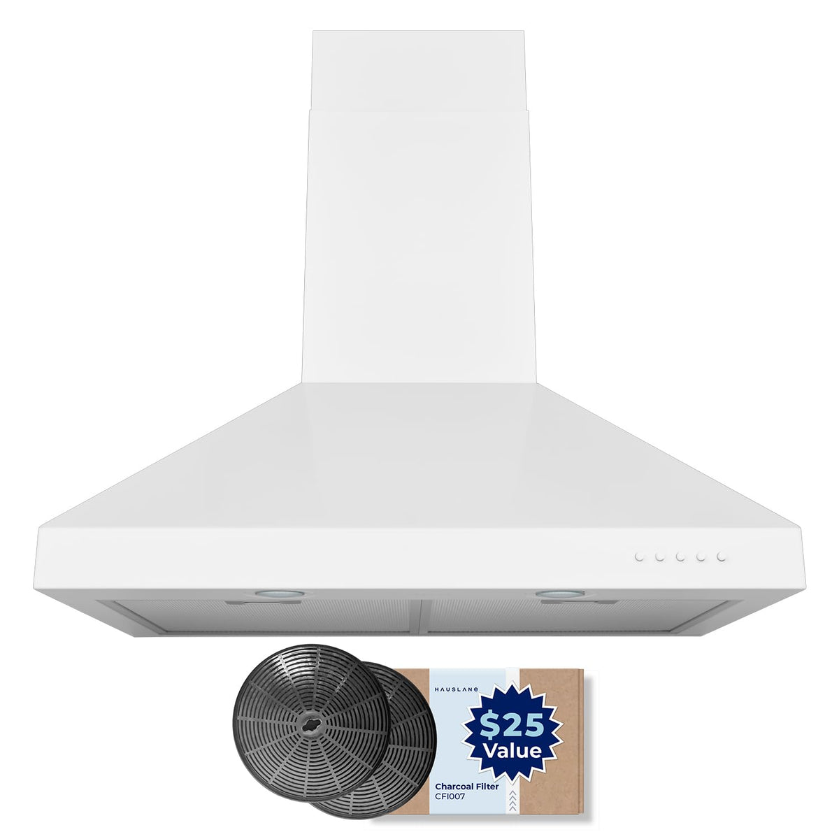Hauslane Wall Mount Range Hood 30 Inch Convertible 350-750 CFM Low Noise