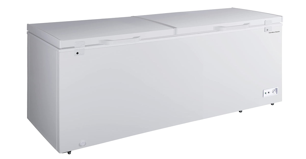 Hamilton Beach 17 cu ft Chest Deep Freezer - White, GARAGE READY Food for Large Family, Storage Basket, Space-Saving Flat Back, Stay-Open Lid, Front-Access Drain, for Basement, Laundry Room, Cottage