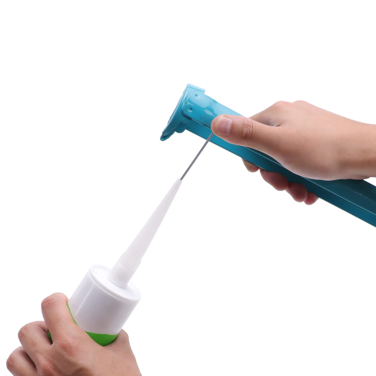 Amazon Basics Heavy Duty Sealant Caulking Gun - 310 ml (0.3 Litres) - 12:1 Thrust Ratio, Aluminium handle with plastic support grip, Blue/Grey