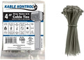 Kable Kontrol Cable Zip Ties, 4 Inch, 100 Pcs, 18lbs Test, Gray