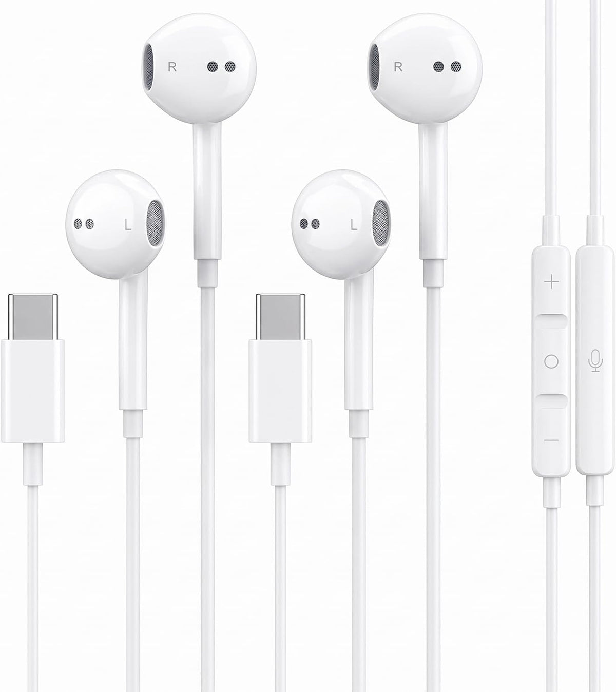 2 Packs USB C Headphones for iPhone 17/16/15 Earbuds, Type C Earphones with Mic & Remote Control Noise Cancelling for iPhone 17 16 15 Pro Max Plus, iPad Pro, Galaxy S25/S24/Ultra Note 10/20 and More