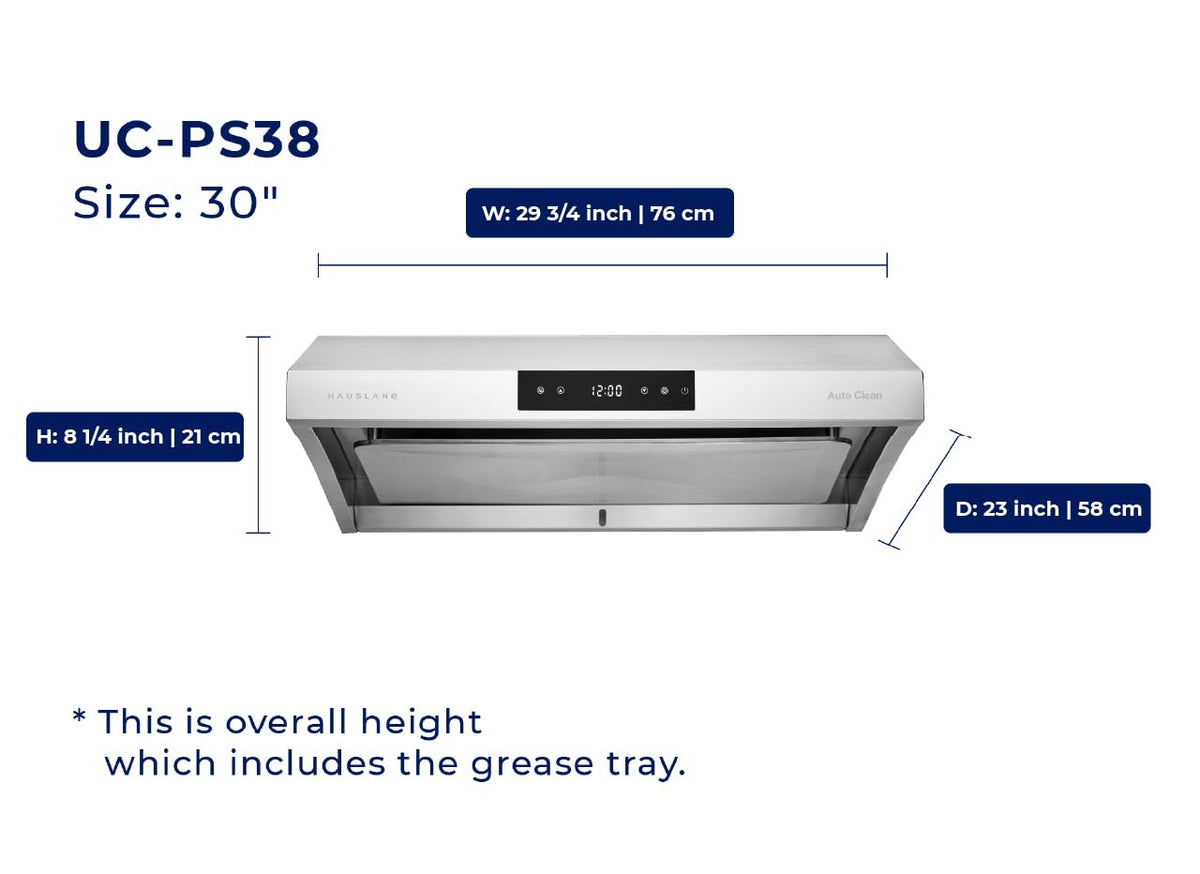 Hauslane 30 Inch Range Hood Under Cabinet 450-860CFM Ducted 3-Way Venting
