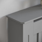 Vida Designs Chelsea Radiator Cover White - Medium - Modern Vertical Slat Design For Optimal Heat Circulation - H82xW111xD19cm - Painted MDF Cabinet Ideal For Living Room & Hallway