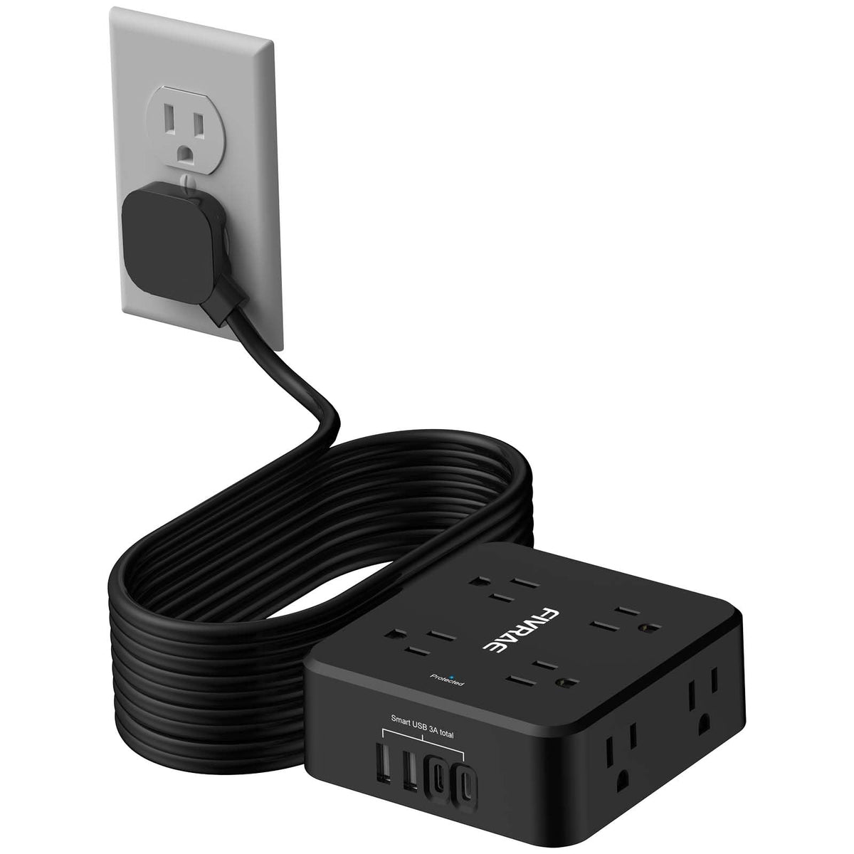 10Ft Extension Cord with Multiple Outlets, 8 Outlets and 4 USB Ports