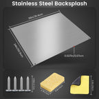 12"x29.5" Stainless Steel Backsplash - Ultra Flat & Easy to Clean, Protect Wall from Splash & Stain - Kitchen Stove Backsplash Panel for Oven & Range Hood with Pre-Drilled Holes