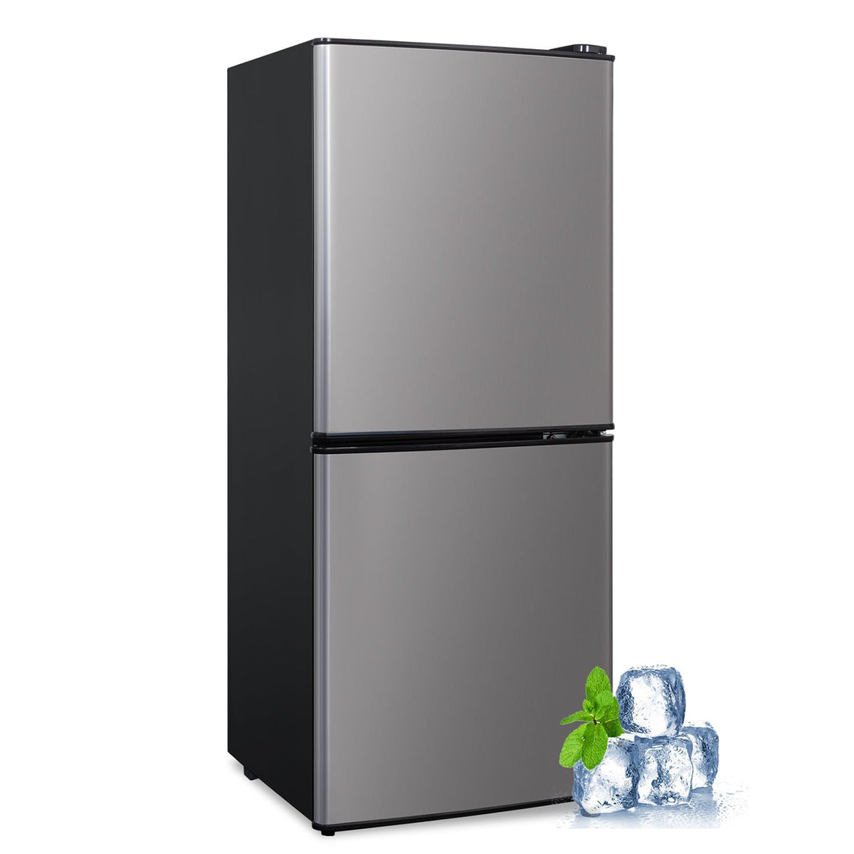 Cucina Magica Mini Fridge with Freezer, 3.2 cuft Small Refrigerator, 7 Adjustable Thermostat, Energy Saving, Low Noise, Double Door Compact Refrigerator for Dorm, Bedroom, Office - Silver