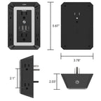 Multi Plug Wall Outlet Surge Protector with 6-Outlet & 4 USB Ports(2USB-C)