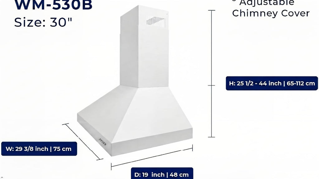 Hauslane Wall Mount Range Hood 30 Inch Convertible 350-750 CFM Low Noise