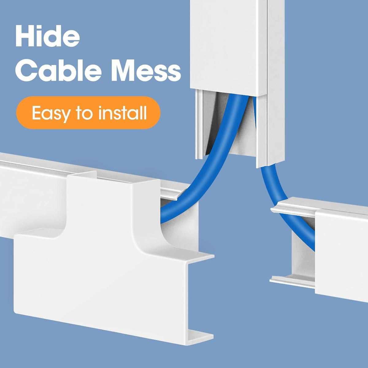 1260in Cord Hider Kit, Cord Covers for Wires on Wall, Paintable Cable Raceway, Cord Hider for Wall Mount tv, tv Cable Hider Wall kit, Wire Covers for Cords, 80X L15.75 X W0.96in X H0.57in, White