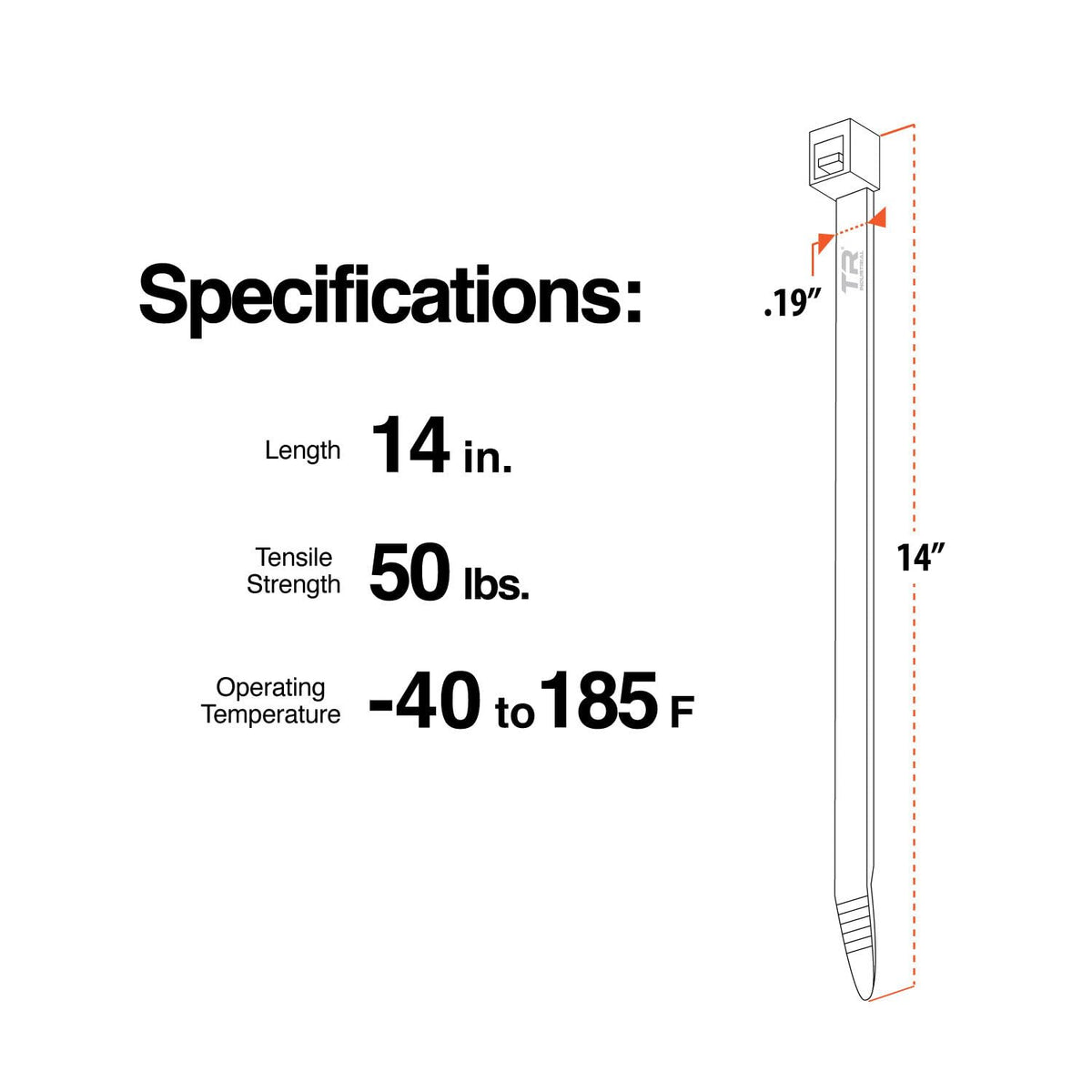 TR Industrial Multi-Purpose Natural Cable Ties, 48 inches, 50 Pack