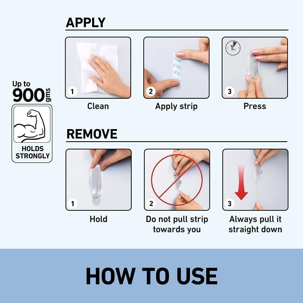 Command Medium Hooks, Clear, 2 Hooks and 4 Adhesive Strips