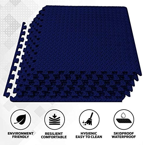 ComFy Mat Gym Flooring Mat, Foam Exercise Mats, Interlocking Puzzle EVA Floor Tiles, Non slip Rubber Cushion For Home Workout, Bonus Adhesives,24"X24"(60x60cm)
