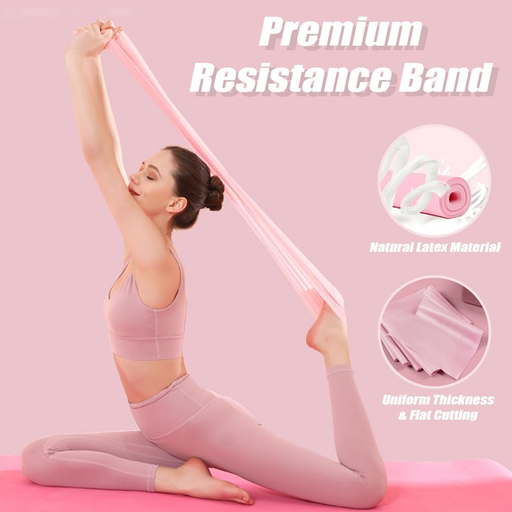 3Pcs Resistance Bands Set - Fitness Exercise Bands, Elastic Bands, Pilates Bands with 3 Resistance Levels, Long Stretch Bands for Yoga, Pilates, Stretching, Strength Training (Pink, Purple, Blue)