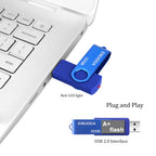 ENUODA 16GB USB Stick 1 Pack Memory Stick USB 2.0 Flash Drives Swivel Design Pen Drive for Data Storage Thumb Drive with LED Light (Black)