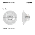 Pioneer F-Series TS-F1035R 4" 2-Way Coaxial Car Speakers 150W Max