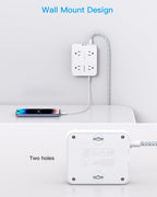 HANYCONY Surge Protector Power Strip, 10 Ft Braided Extension Cord, 1080J