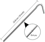 ANSIO® Tent Pegs Pack of 10 Galvanised Metal Pegs 4mm x 9inch Ground Stakes